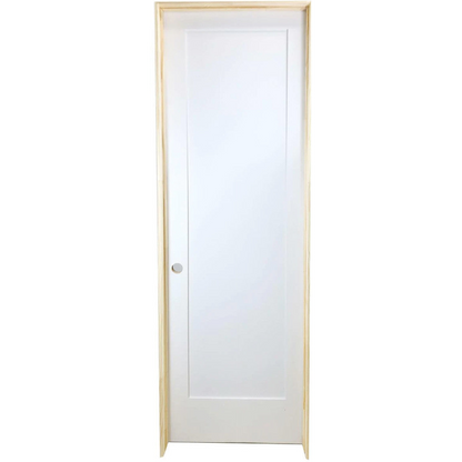 24 in x 80 in White 1-Panel Shaker Solid Core Primed MDF Prehung Interior Door