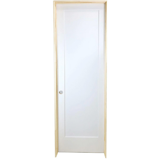 24 in x 80 in White 1-Panel Shaker Solid Core Primed MDF Prehung Interior Door