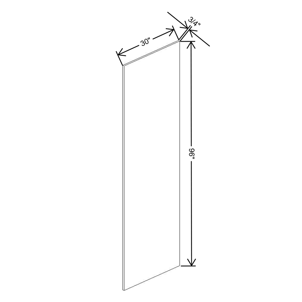 Wolf Classic Dartmouth 5-piece White Paint Refrig Panel - 30"D X 96"H X 3/4"W Plywood Veneer