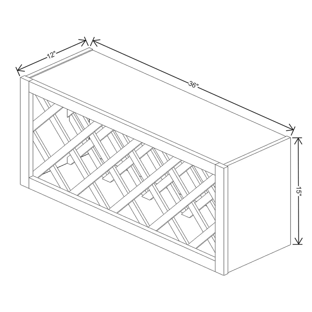 J&K White Shaker S8 Wine Rack - 36" W x 15" H x 12" D