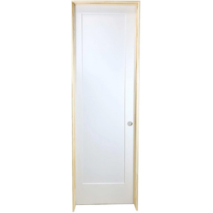 18 in x 80 in White 1-Panel Shaker Solid Core Primed MDF Prehung Interior Door