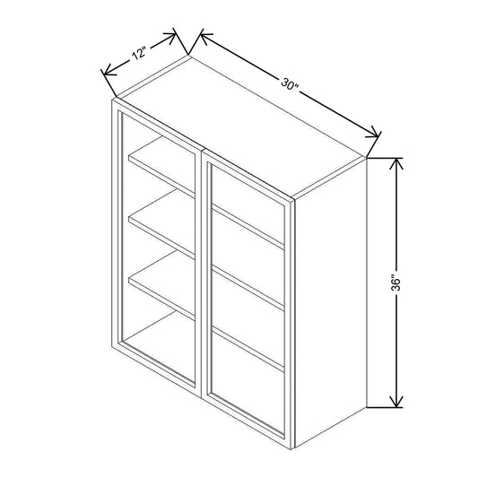 CNC Classic Highland White 30" W X 36" H Aluminum Frame Glass Door - Vertical
