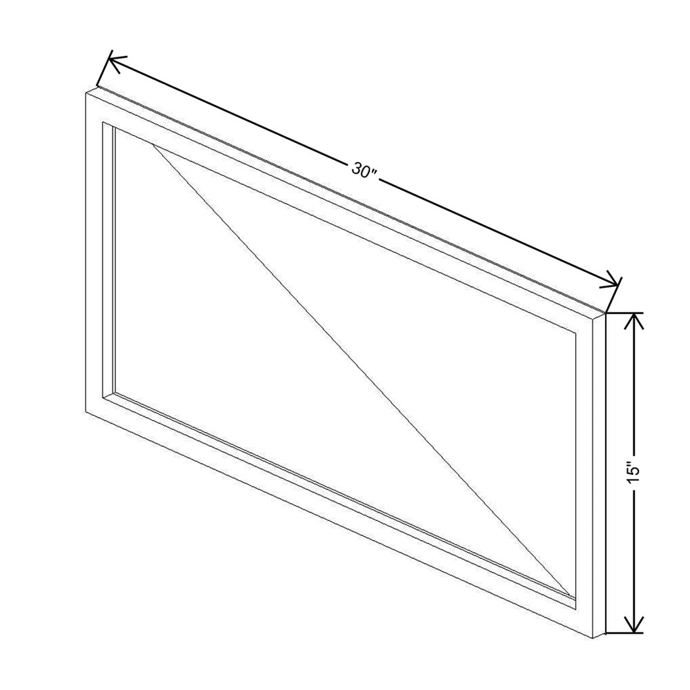 CNC Classic Highland White 30" W X 15" H Aluminum Frame Glass Door - Horizontal