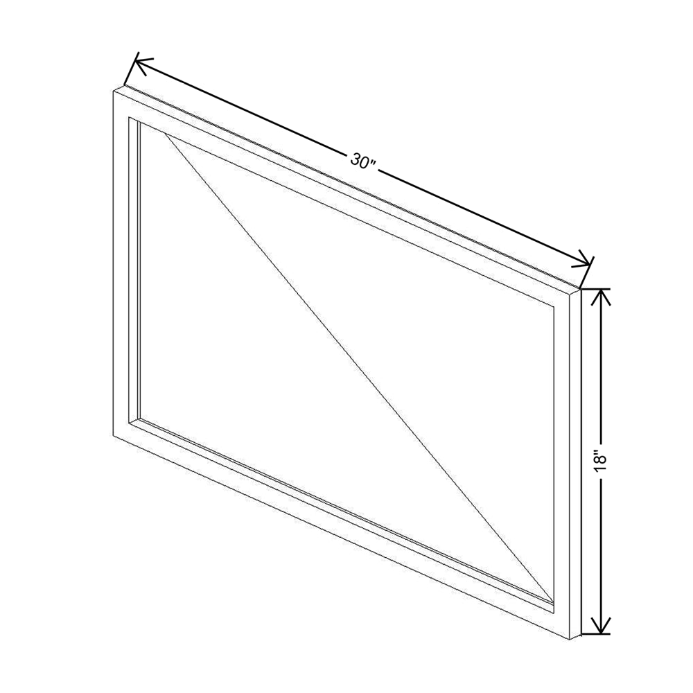 CNC Classic Highland White 30" W X 18" H Aluminum Frame Glass Door - Horizontal