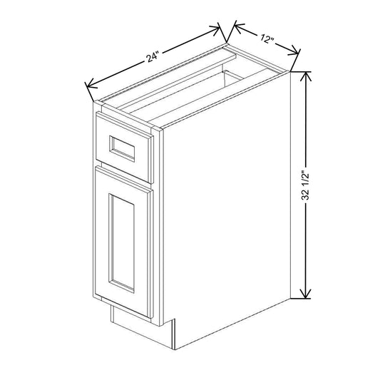 Fabuwood Quest Metro Frost 12" W X 32 1/2" H X 24" D Single Door Base Cabinet