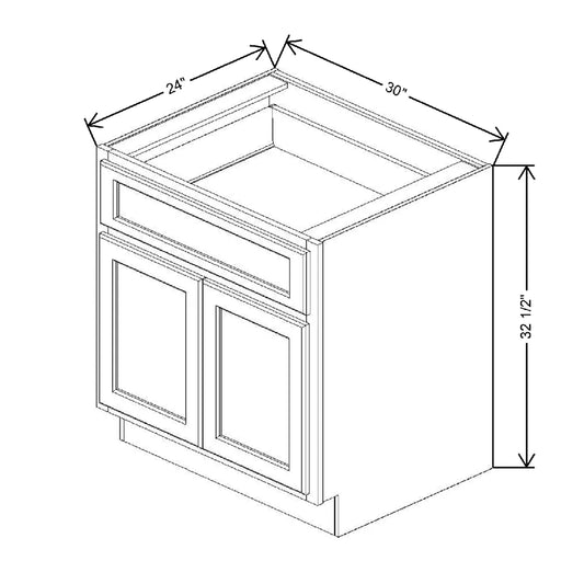 Fabuwood Quest Discovery Frost 30" W x 32 1/2" H x 24" D ADA Double Door Base Cabinet