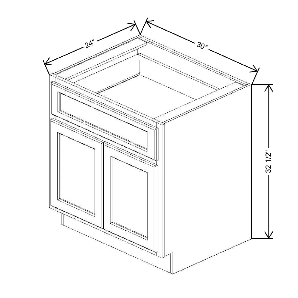 Fabuwood Quest Metro Mist 30" W x 32 1/2" H x 24" D ADA Double Door Base Cabinet
