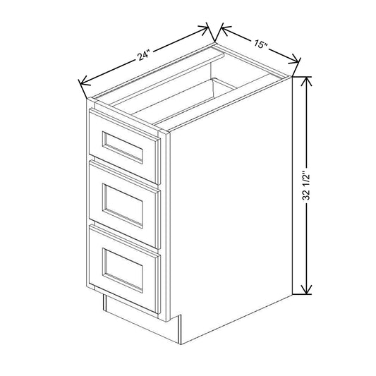 Fabuwood Quest Metro Frost 15" W X 32 1/2" H X 24" D 3 Drawer Base Cabinet