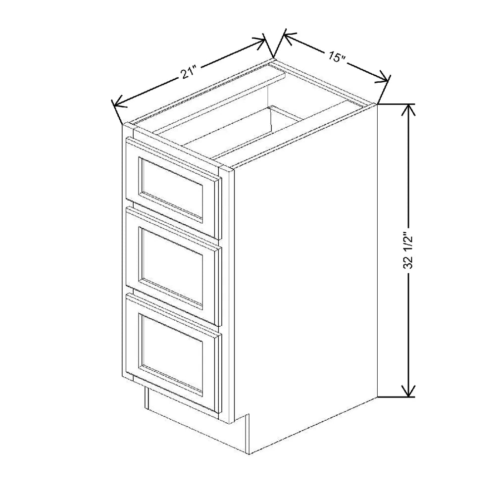 Fabuwood Quest Metro Frost 15" W x 32 1/2" H x 21" D ADA Vanity Drawer Base Cabinet