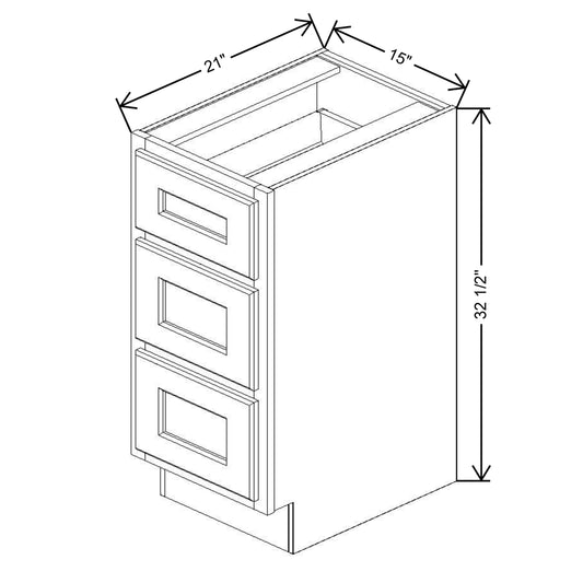 Fabuwood Quest Metro Mist 15" W X 32 1/2" H X 24" D Vanity Drawer Base Cabinet