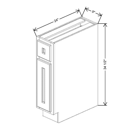 Fabuwood Quest Metro Frost 9" W X 34 1/2" H X 24" D Single Door Base Cabinet