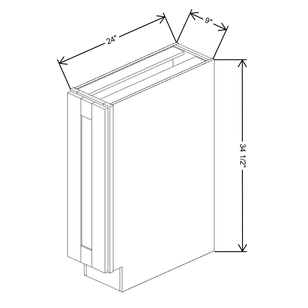 Fabuwood Quest Metro Mist Base Full Height Door 9"W Shaker Cabinet