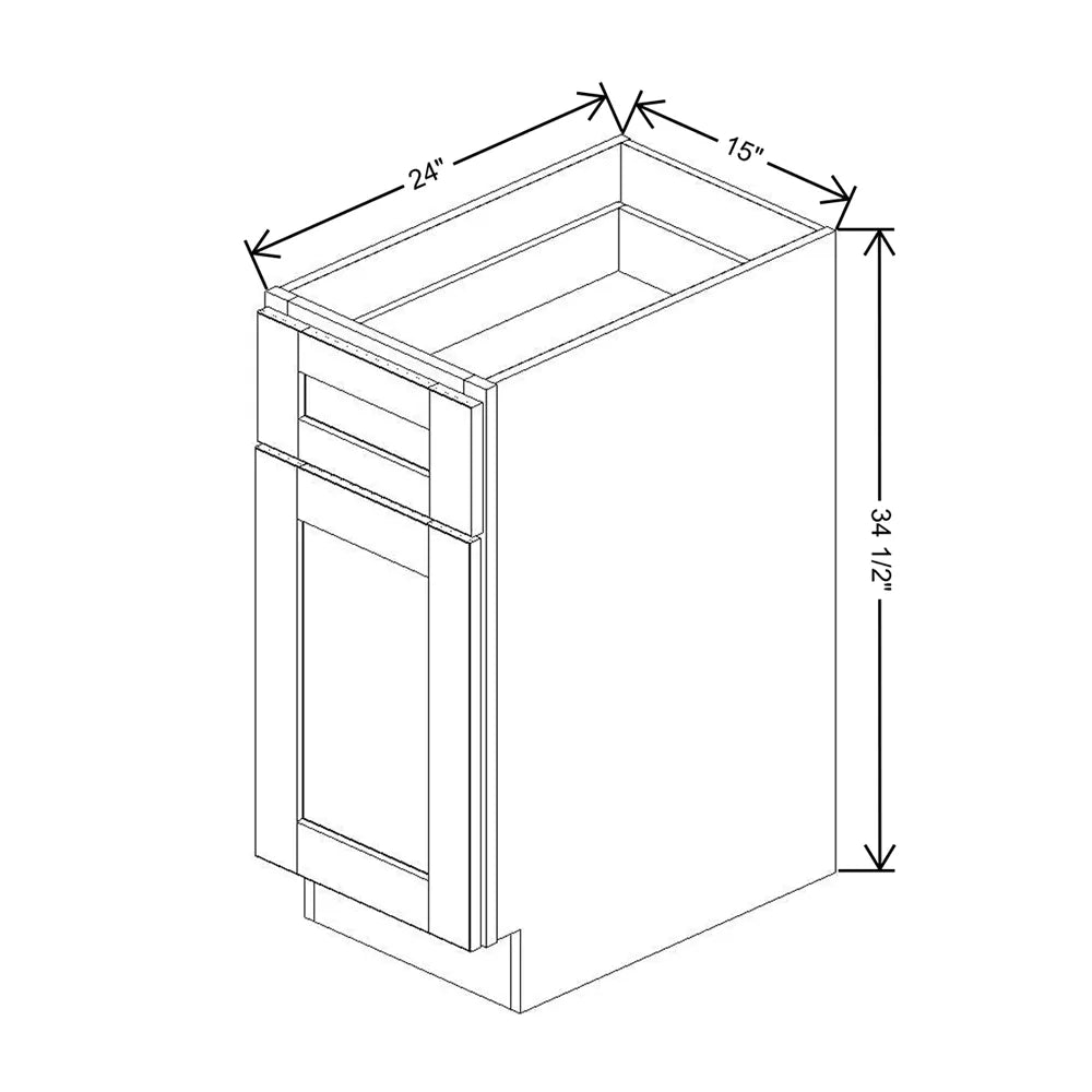 J&K Espresso K8 Single Door Standard Base Cabinet - 15" W