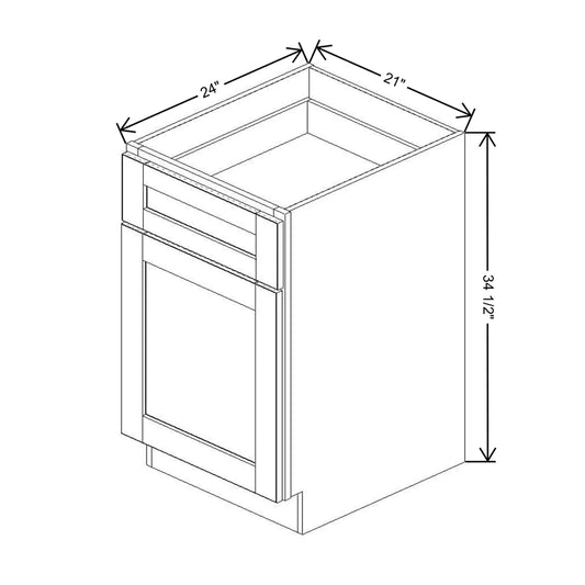 J&K Sage E3 Single Door Standard Base Cabinet - 21" W