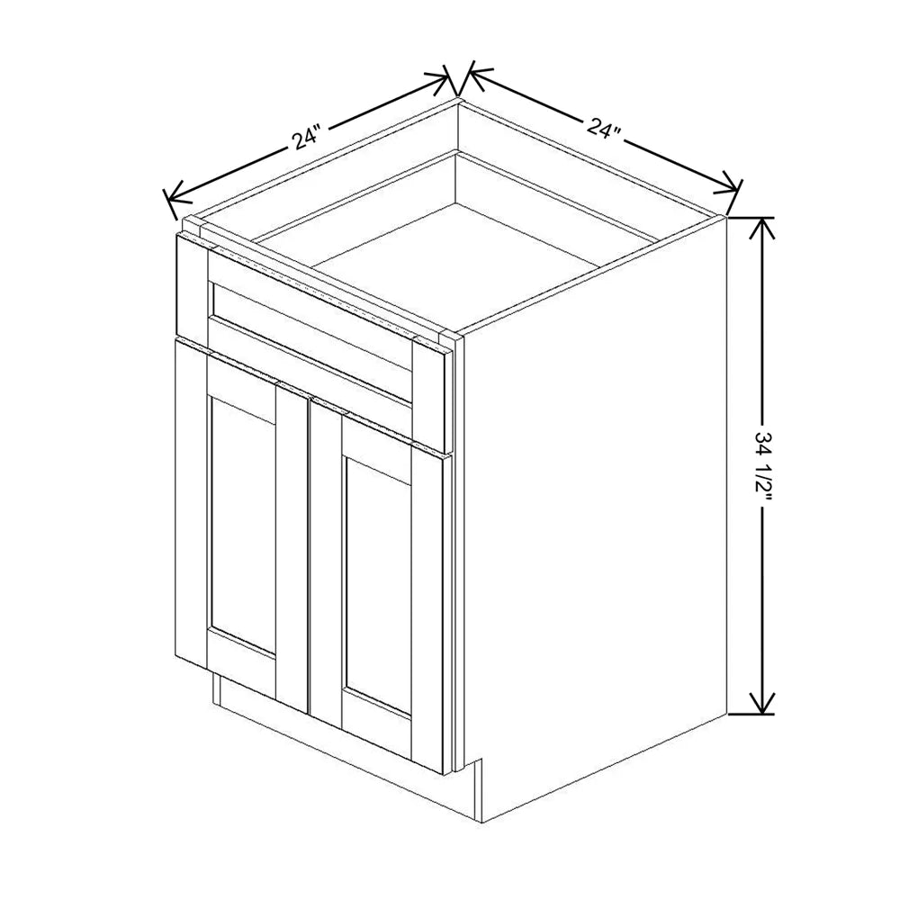 J&K White Shaker S8 Double Door Standard Base Cab - 24" W