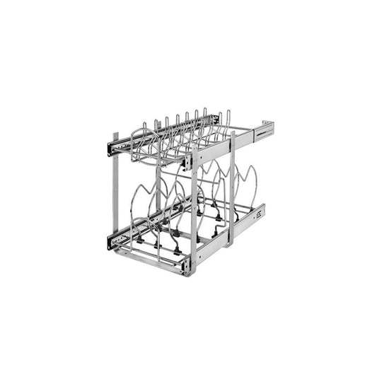 Wolf Classic Grove White Paint Pot & Pan 2-Tier Organizer Installed