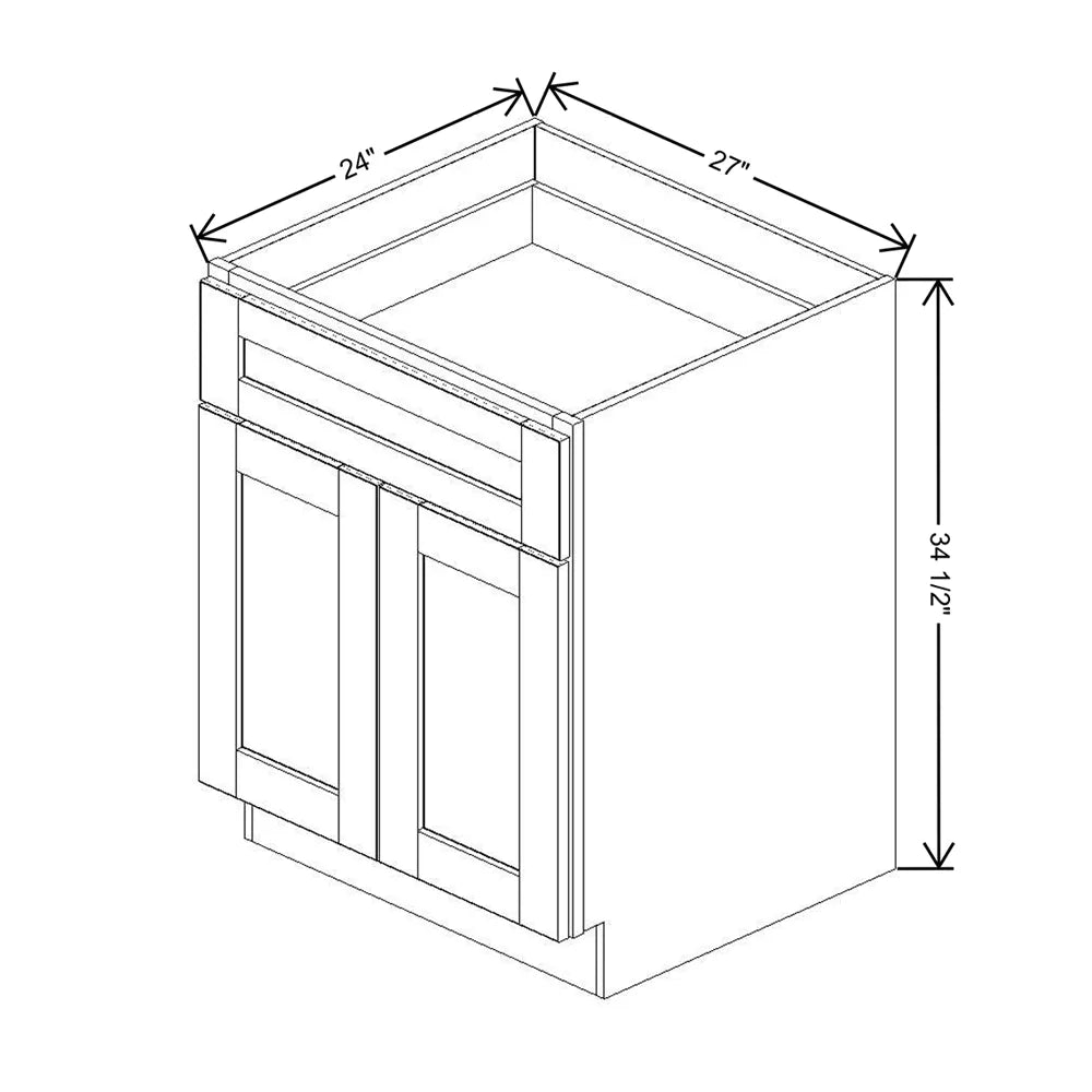 J&K Espresso K8 Double Door Standard Base Cabinet - 27" W