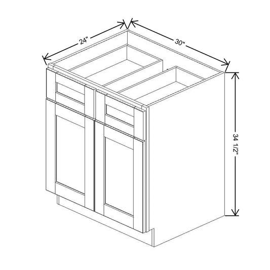 J&K Creme Glazed A7 Double Door Standard Base Cabinet - 30" W