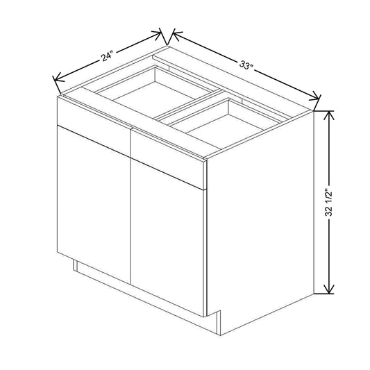 CNC Classic Broadway Silk 33" W X 32 1/2" H Double Door 2 Drawer Base Cabinet