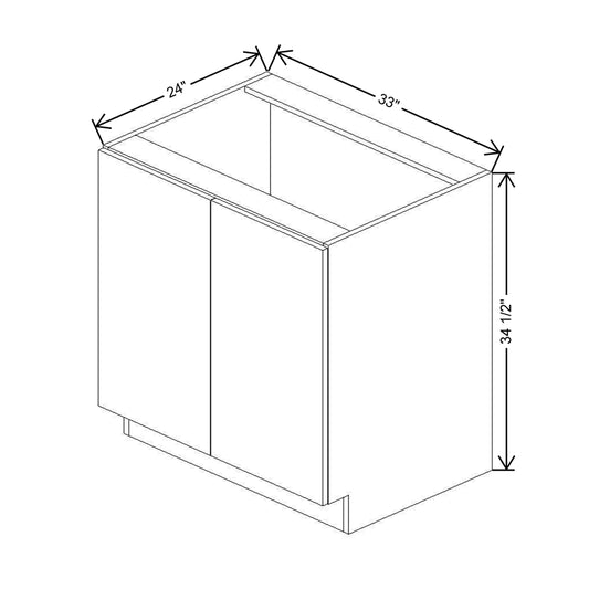 CNC Concord Newport White 33" W Full Height Double Door Base Cabinet W/ 1 Pullout Shelf