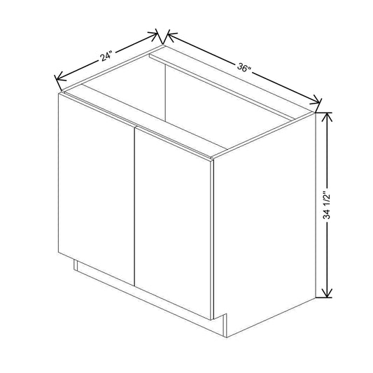 CNC Classic Broadway Graphite 36" W Full Height Double Door Base Cabinet W/ 2 Pullout Shelf