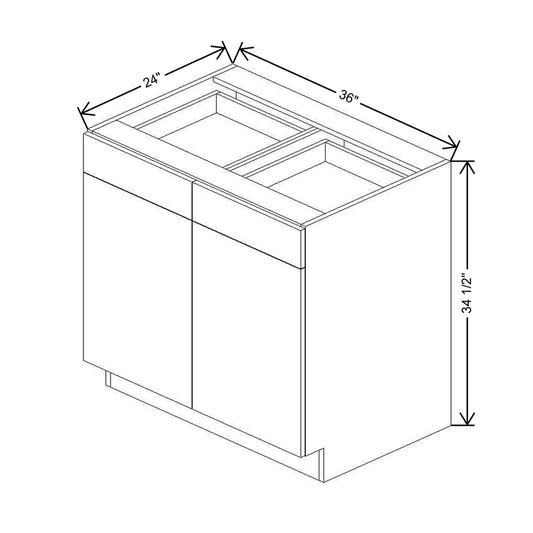 CNC Classic Milano Obsidian 36" W 2 Drawer Double Door Base Cabinet