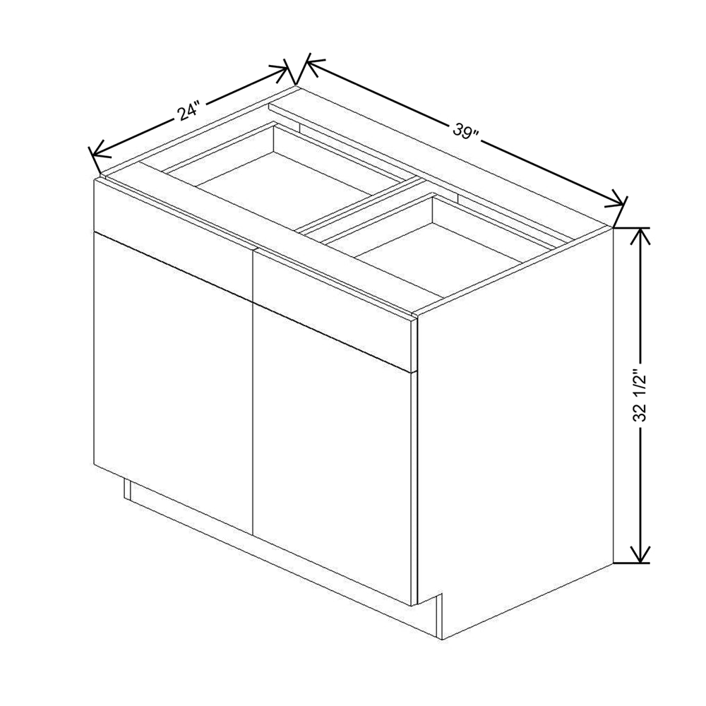 CNC Classic Milano Obsidian 39" W X 32 1/2" H Double Door 2 Drawer Base Cabinet