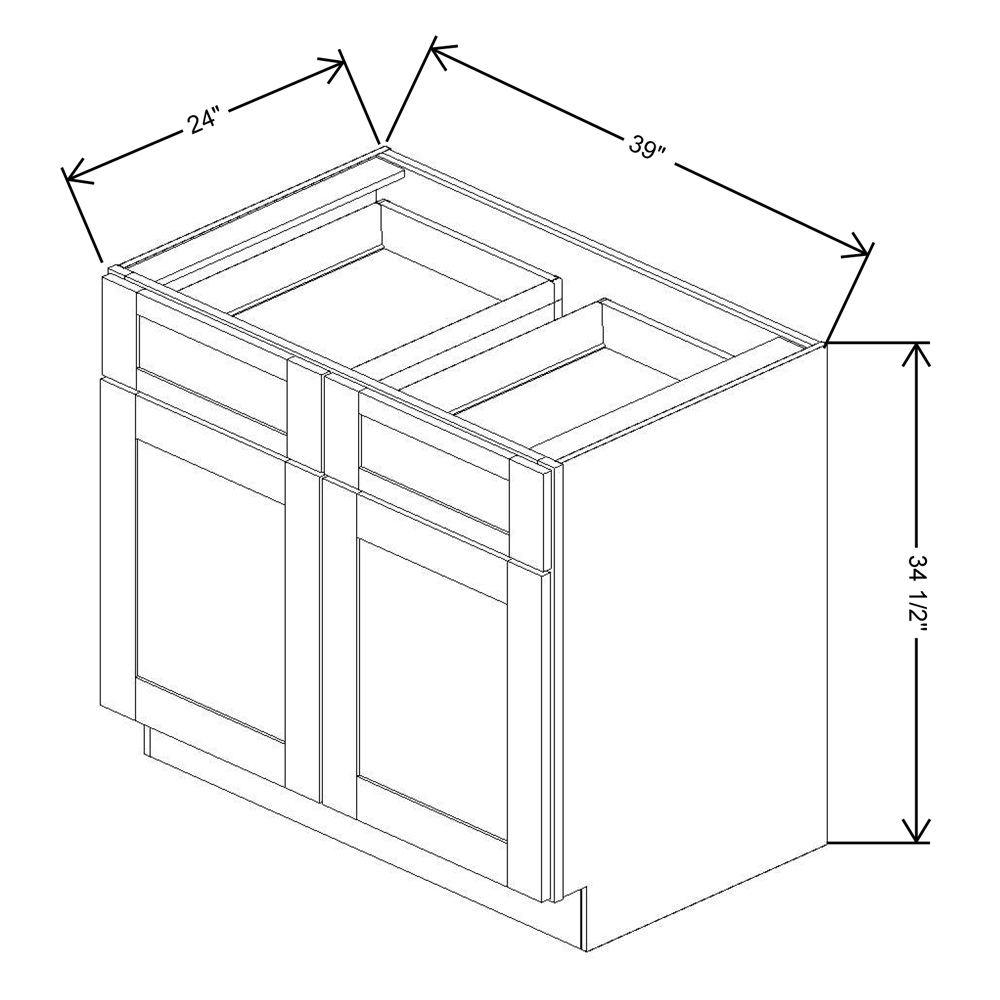 Fabuwood Quest Metro Mist 39"W X 34 1/2"H Base Double Doors/Double Drawers 