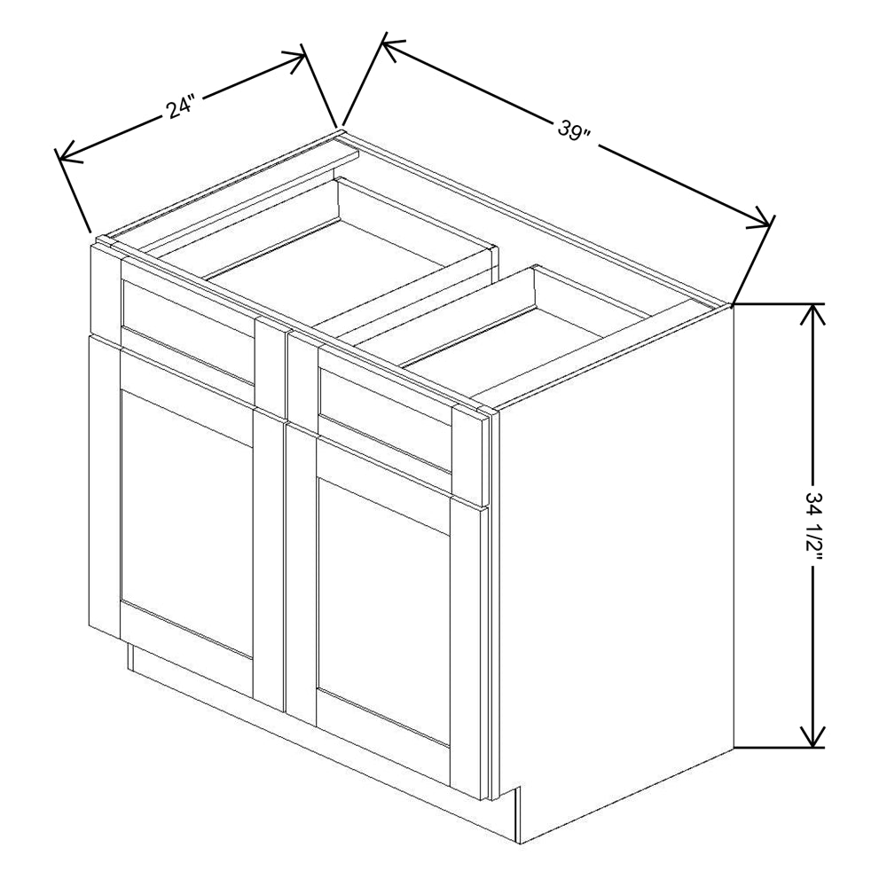 Fabuwood Quest Metro Frost 39"W X 34 1/2"H Base Double Doors/Double Drawers 