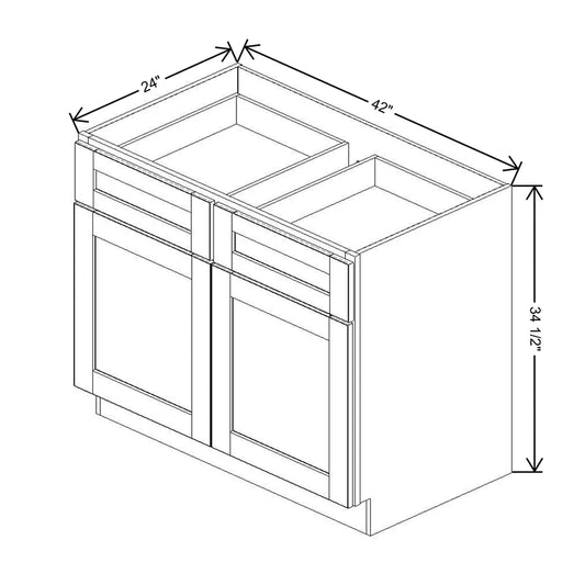 J&K Creme Glazed A7 Double Door Standard Base Cab - 42" W