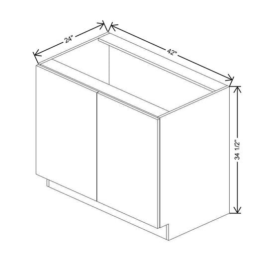 CNC Classic Broadway Graphite 42" W Full Height Double Door Base Cabinet W/ 1 Pullout Shelf