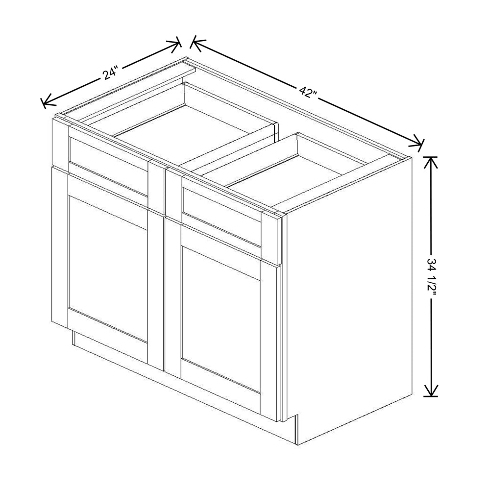 Fabuwood Allure Fusion Stone 42" W X 34 1/2" H X 24" D Double Doors/Double Drawers Base Cabinet