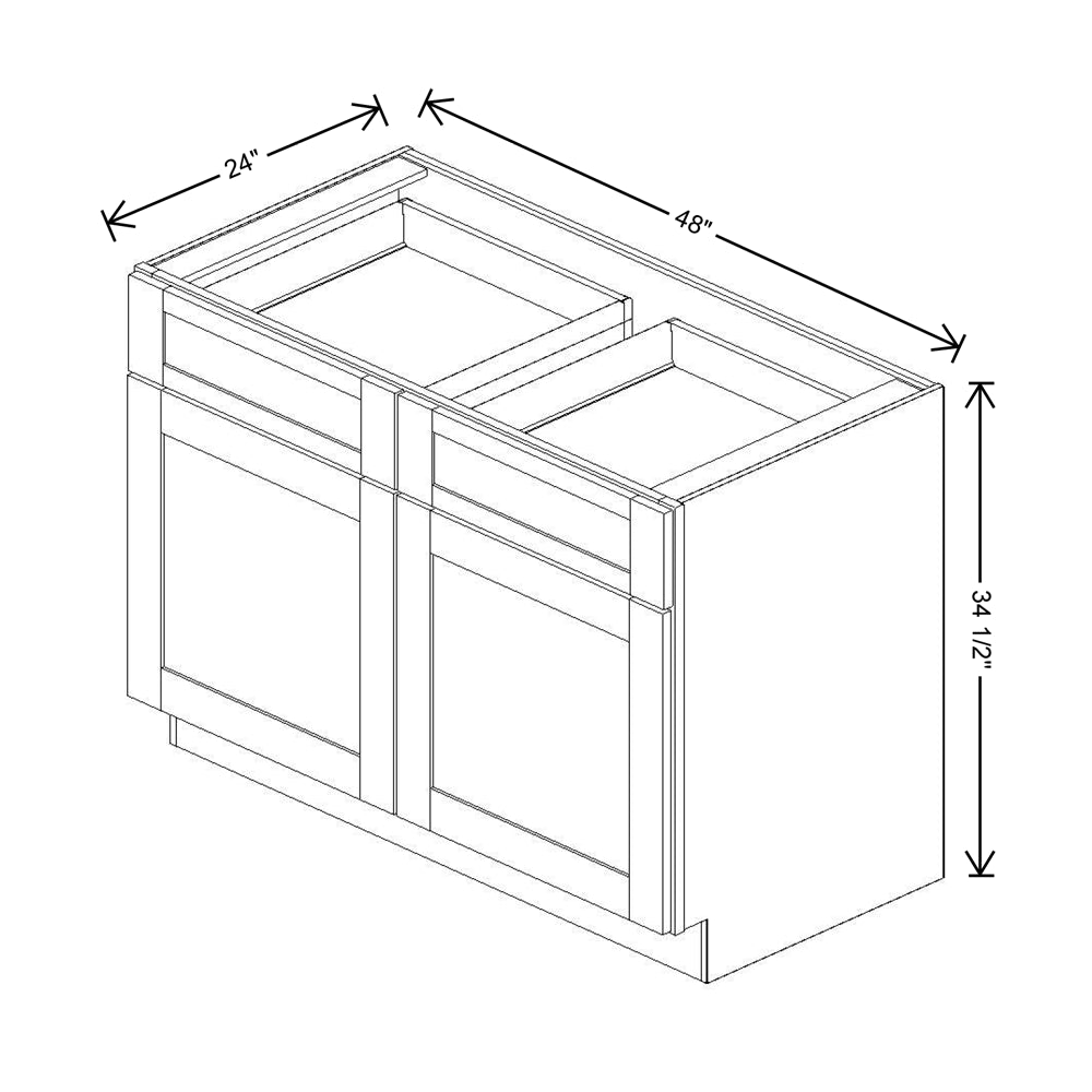 Fabuwood Allure Galaxy Dove 48" W X 34 1/2" H X 24" D Double Doors/Double Drawers Base Cabinet