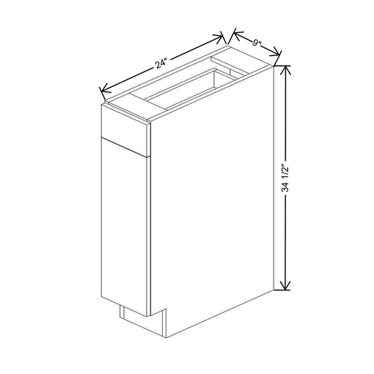 CNC Classic Highland White 09" W Single Door Base Cabinet