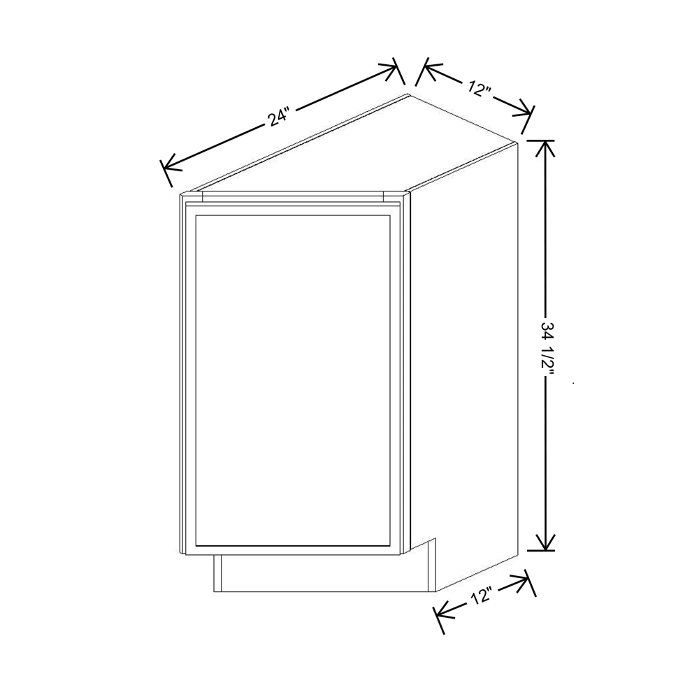 Cubitac Imperial Madison Hazelnut 12"W Angle Base Cabinet {Full Height Door}