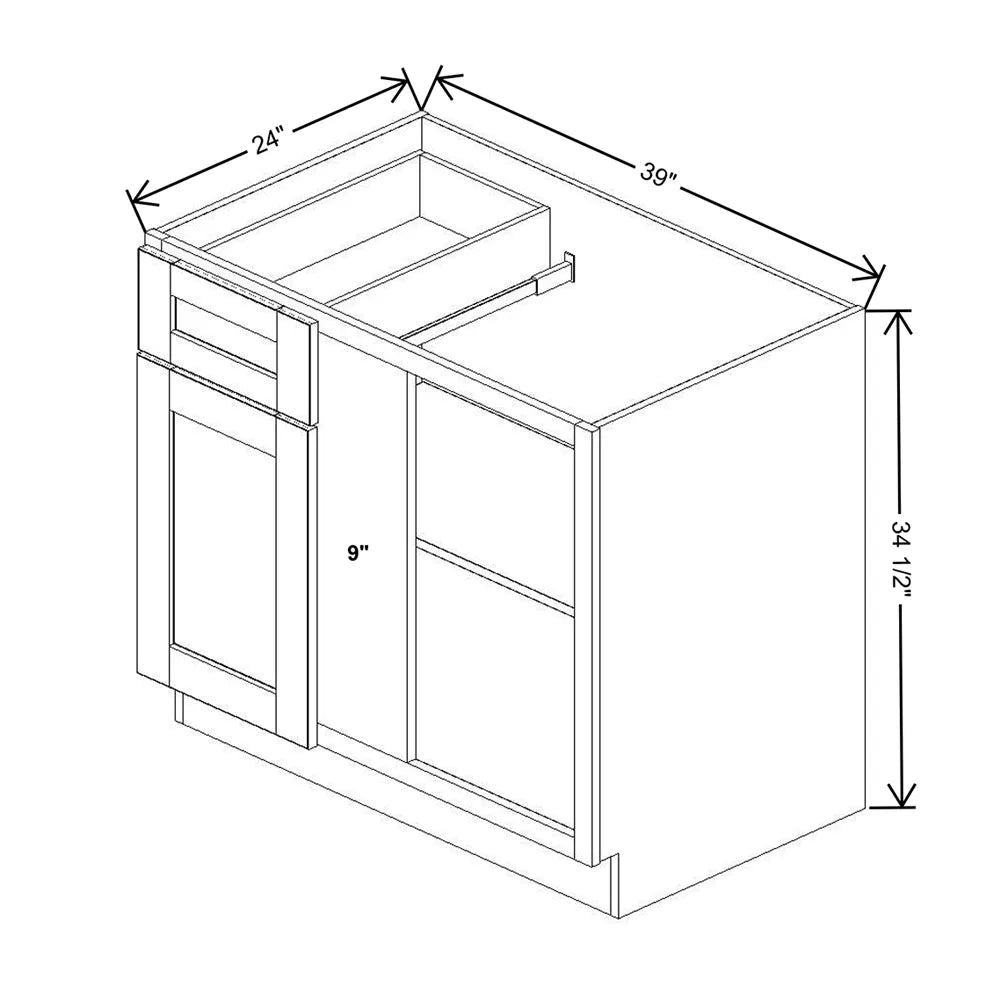 J&K White Shaker S8 Base Blind Corner - 39"W