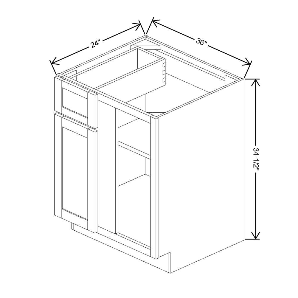 Wolf Classic Dartmouth Brownstone Stain 36"W Base Blind Cabinet