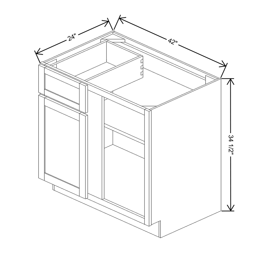 Wolf Classic Dartmouth 5-Piece Hazelnut Stain 42"W Base Blind Cabinet