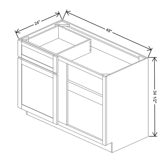 Wolf Classic Dartmouth Brownstone Stain 48"W Base Blind Cabinet