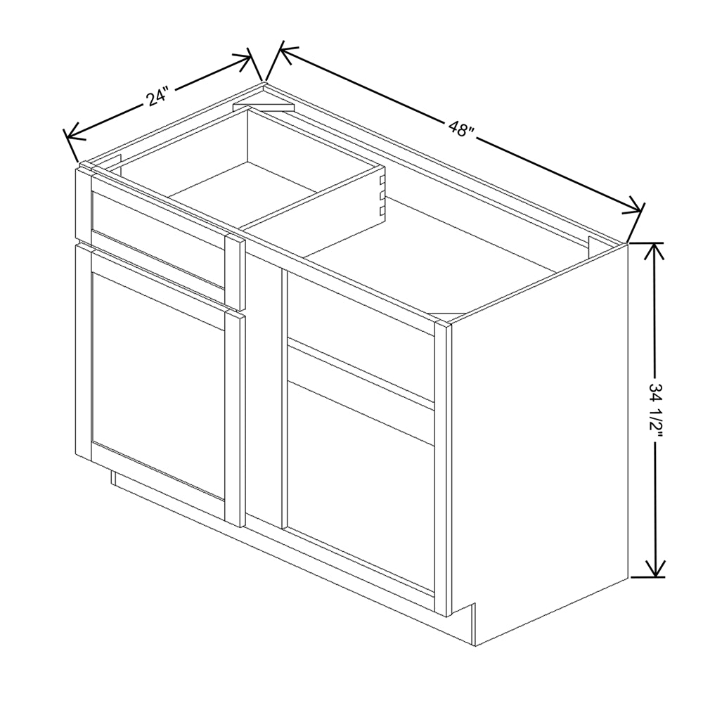 Wolf Classic Dartmouth Dark Sable Stain 48"W Base Blind Cabinet