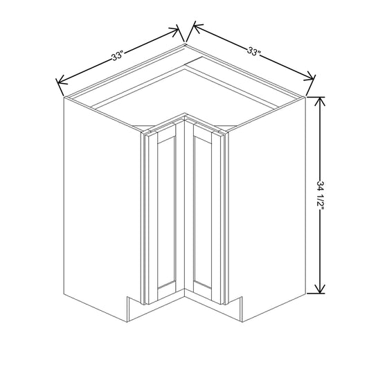 Wolf Classic Dartmouth Brownstone Stain 33"W Base Corner Full H Door Easy Reach Cabinet