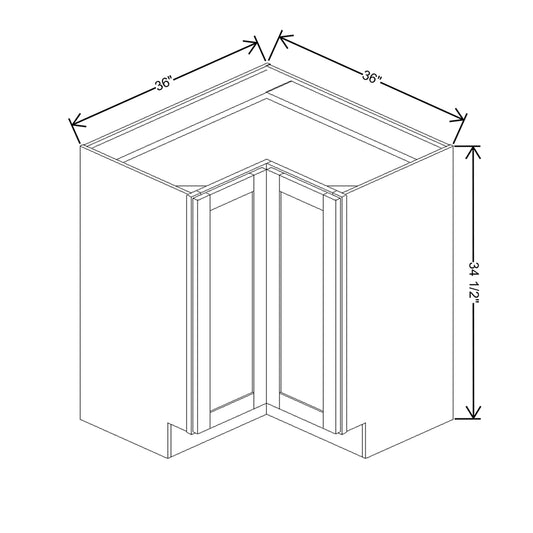 Wolf Classic Grove Opal Paint 36"W Base Corner Full H Door Easy Reach Cabinet