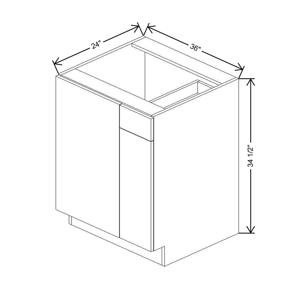 CNC Concord Elegant Dove 36 To 39" W X 34 1/2" H Blind Base Cabinet
