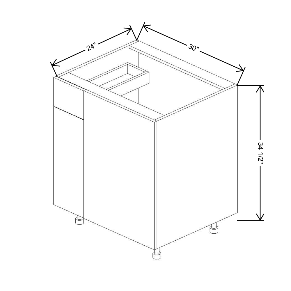 Fabuwood Illume Catalina Olmo 3 36" to 39"W Blind Base With Drawer