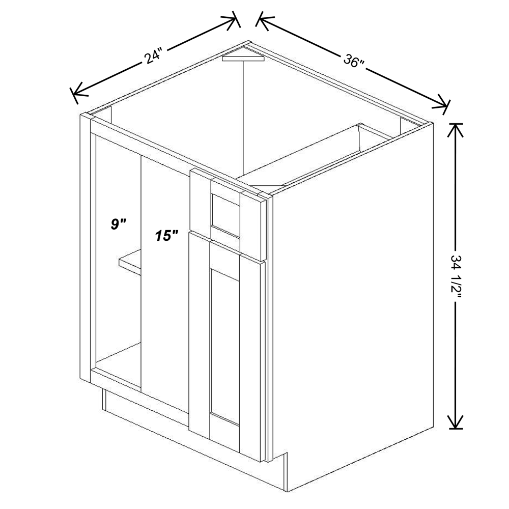 Fabuwood Allure Fusion Dove Blind Corner Base 36"D Shaker Cabinet