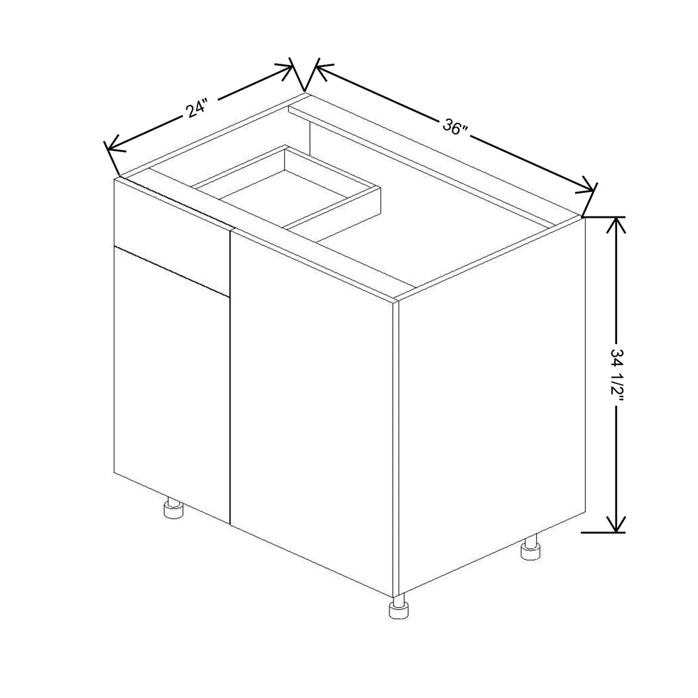 Fabuwood Illume Catalina Olmo 3 42" to 45"W Blind Base With Drawer