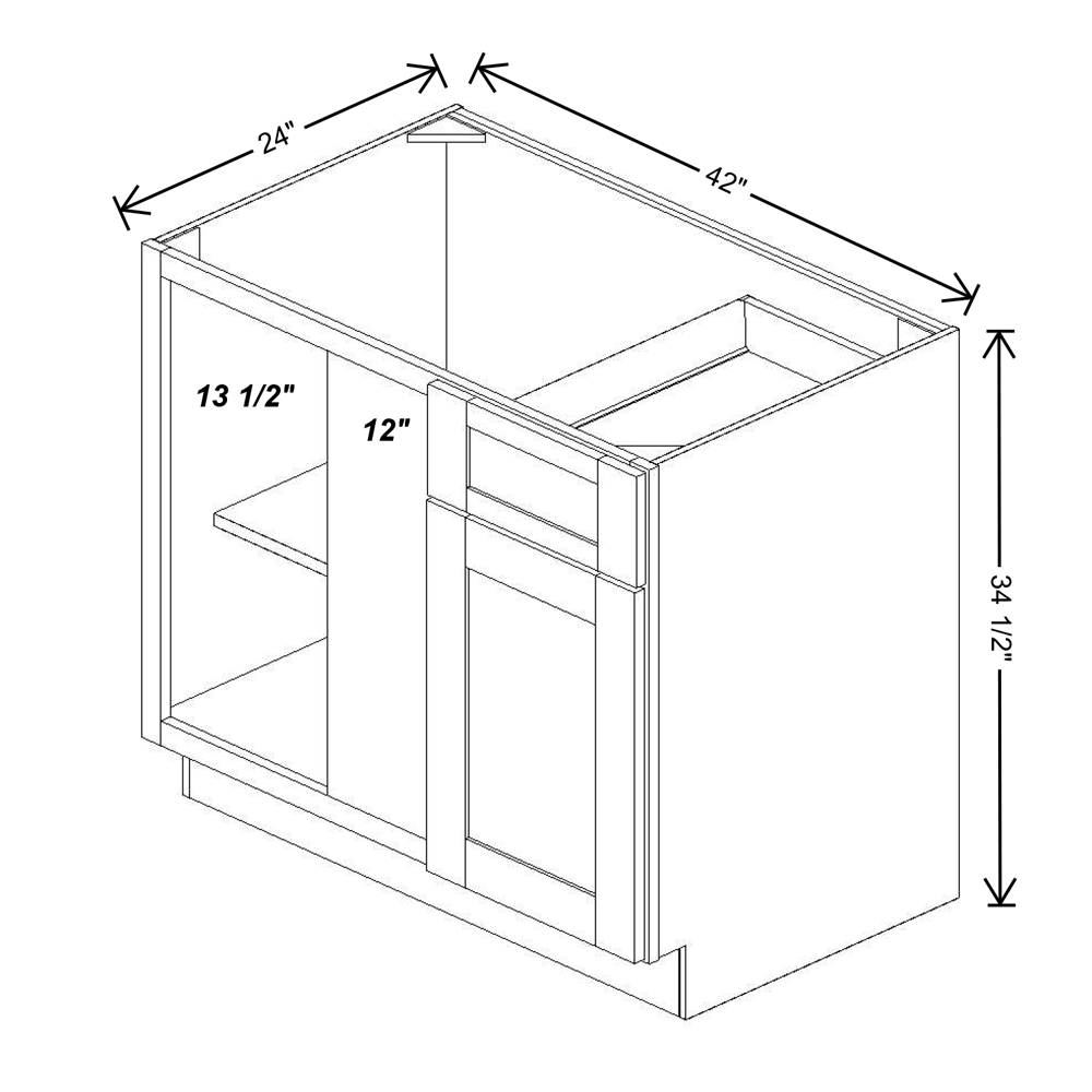 Fabuwood Quest Discovery Frost Blind Corner Base 42"D Shaker Cabinet