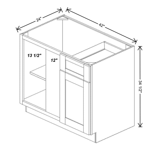 Fabuwood Quest Metro Java Blind Corner Base 42"D Shaker Cabinet