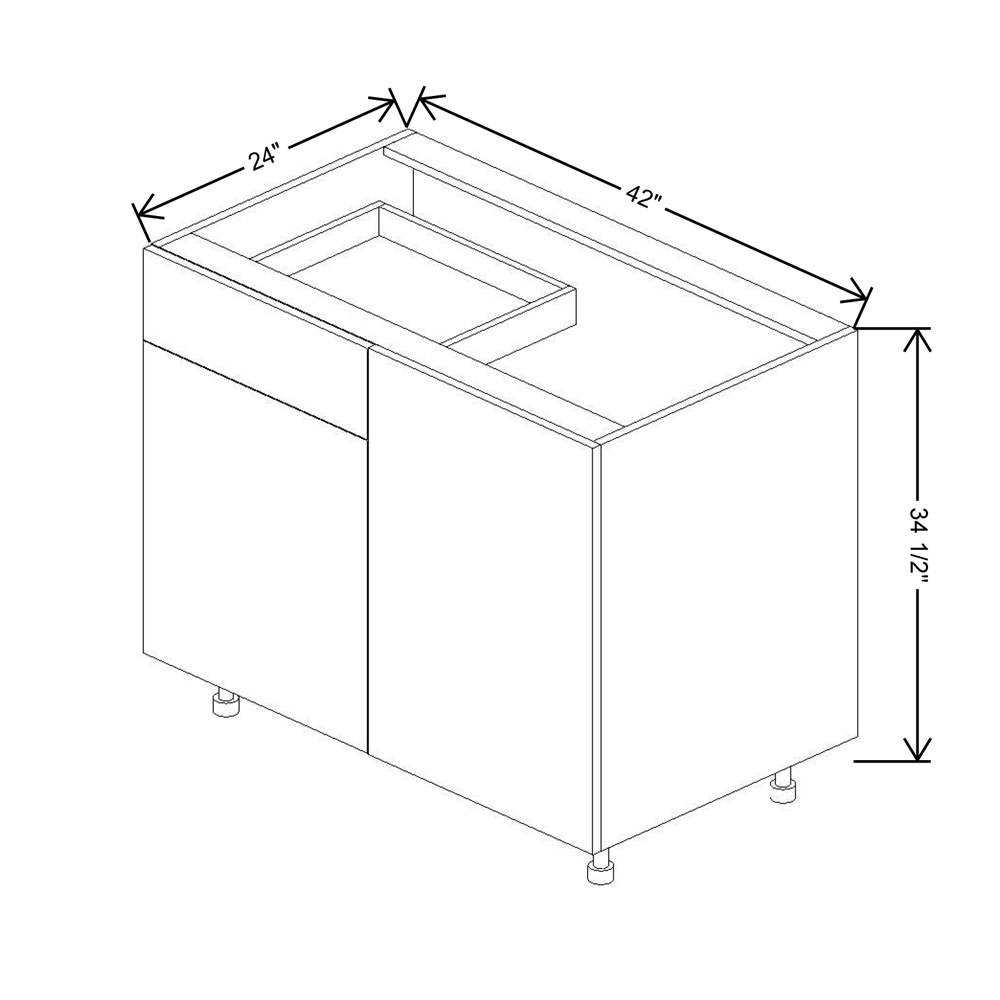 Fabuwood Illume Catalina como-ash2 45" to 51"W Blind Base With Drawer