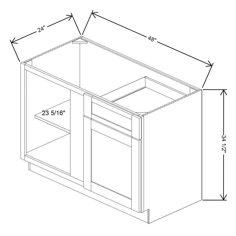 Fabuwood Quest Metro Java Blind Corner Base 48"D Shaker Cabinet